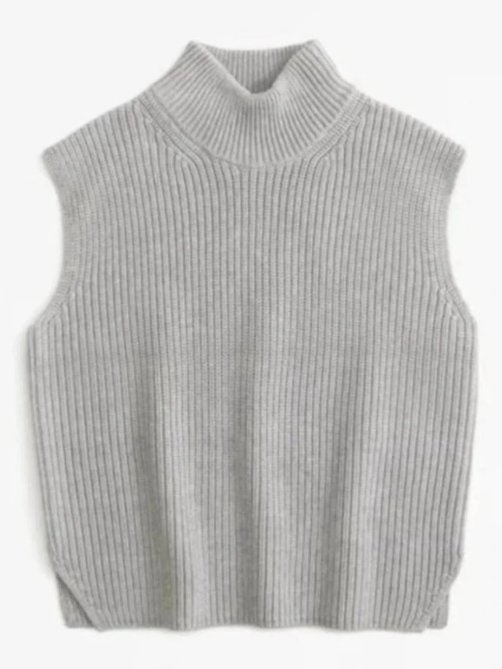 Abercrombie & Fitch Heather Gray Cable Knit Sleeveless Turtleneck Sweater